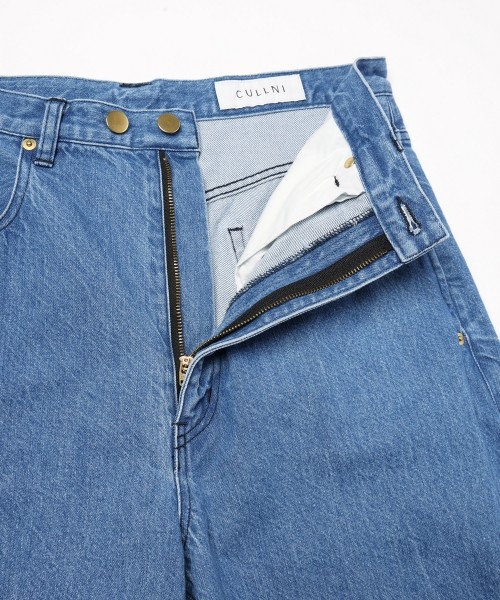 Heavy Bleach Wash 12oz Denim Wide Curve Pants