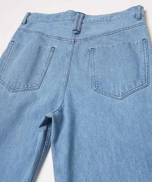 Heavy Bleach Wash Waist & Hem Tuck 12oz Denim Wide Pants