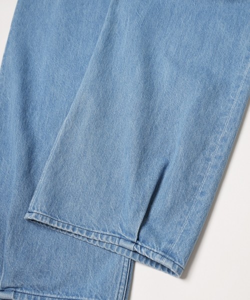 Heavy Bleach Wash Waist & Hem Tuck 12oz Denim Wide Pants