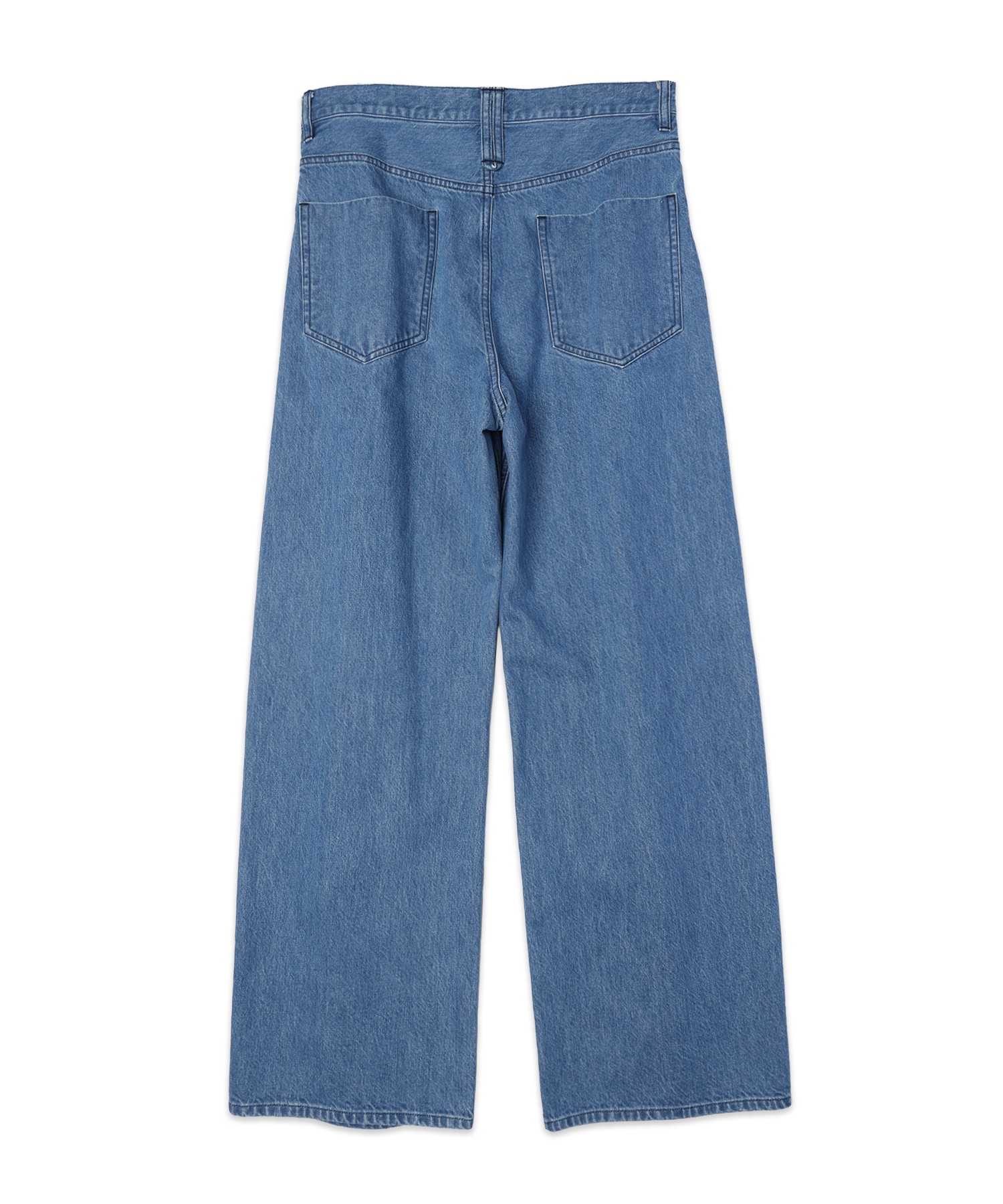 Heavy Bleach Wash Waist & Hem Tuck 12oz Denim Wide Pants