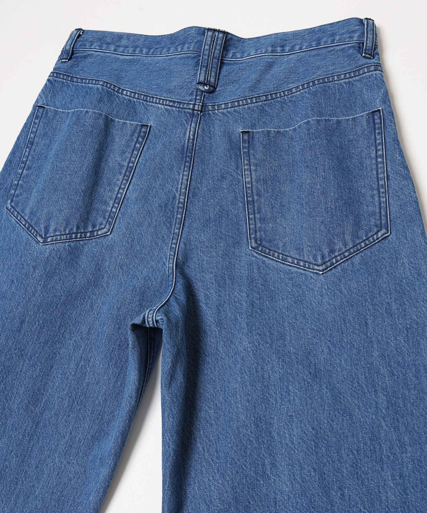 Heavy Bleach Wash Waist & Hem Tuck 12oz Denim Wide Pants
