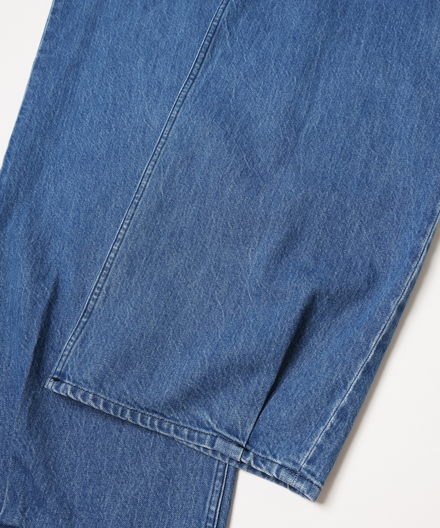 Heavy Bleach Wash Waist & Hem Tuck 12oz Denim Wide Pants