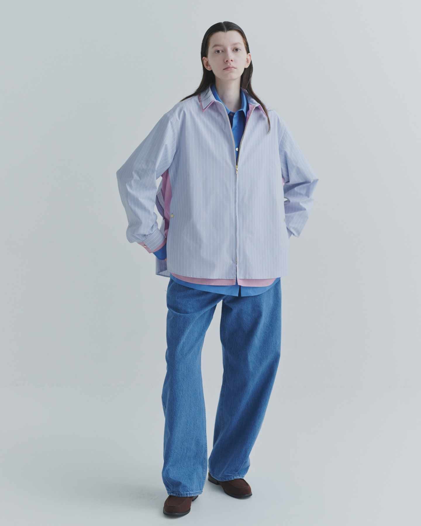 Heavy Bleach Wash Waist & Hem Tuck 12oz Denim Wide Pants