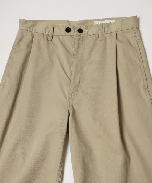 Frosted Wash Waist & Hem Tuck Chino Wide Pants