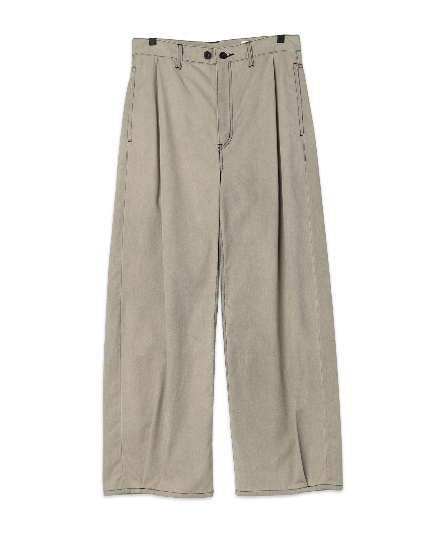 Frosted Wash Waist & Hem Tuck Chino Wide Pants