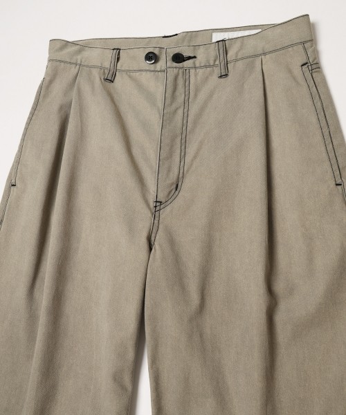 Frosted Wash Waist & Hem Tuck Chino Wide Pants