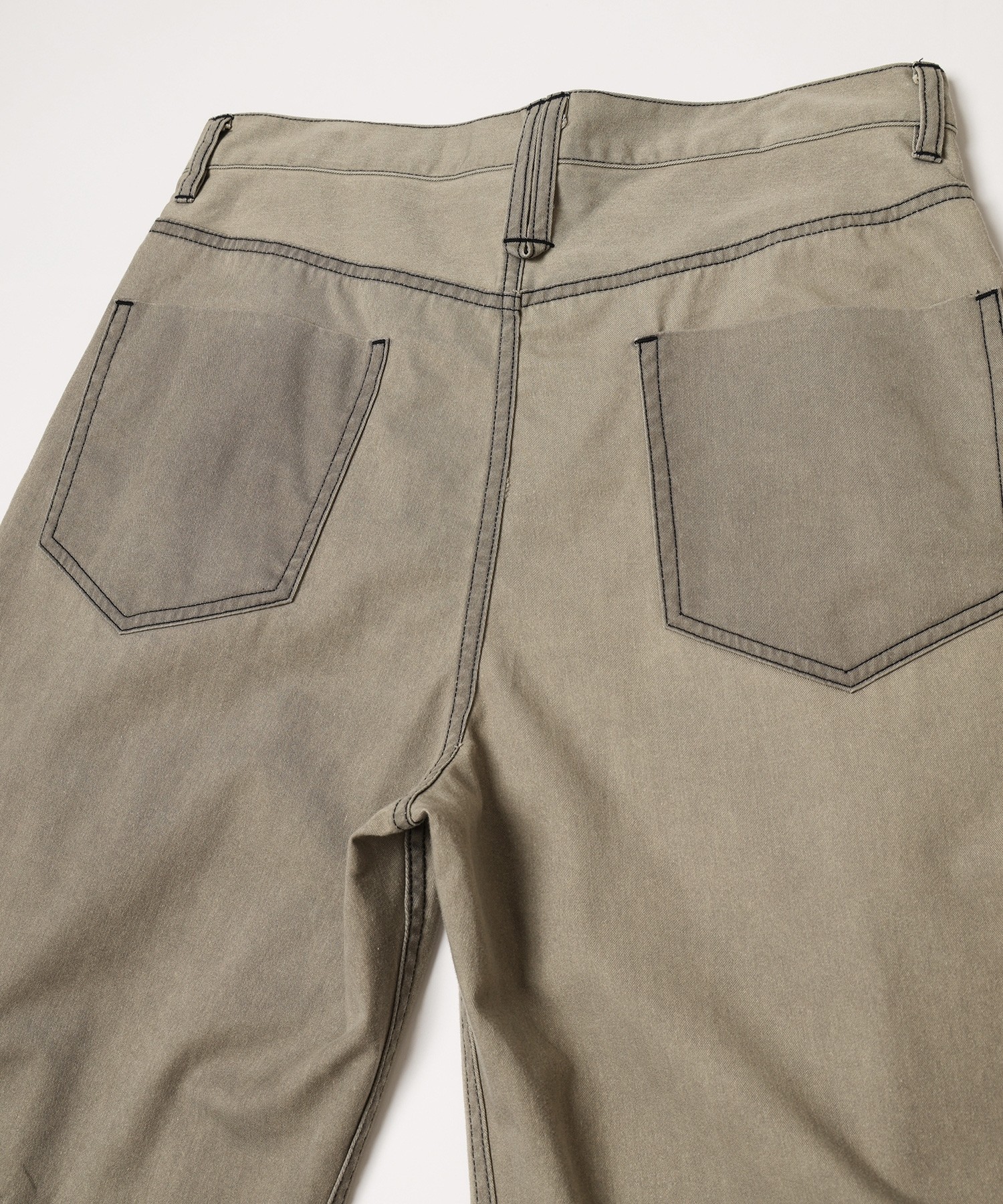 Frosted Wash Waist & Hem Tuck Chino Wide Pants