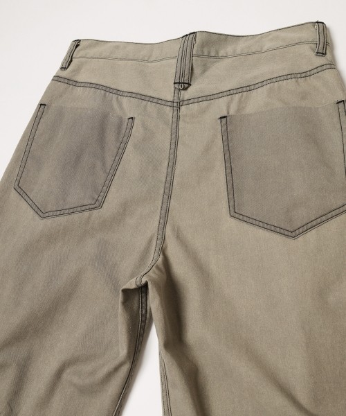 Frosted Wash Waist & Hem Tuck Chino Wide Pants