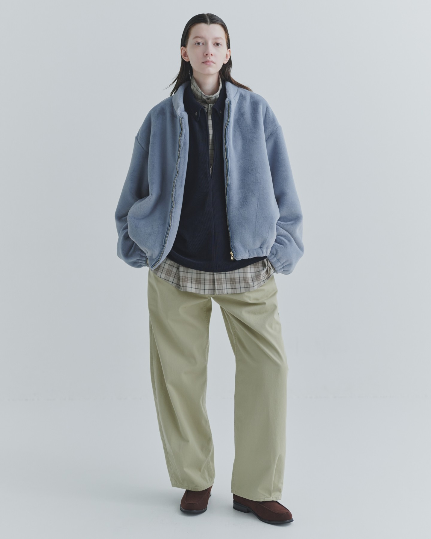 Frosted Wash Waist & Hem Tuck Chino Wide Pants