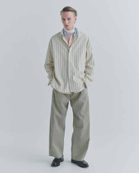 Frosted Wash Waist & Hem Tuck Chino Wide Pants