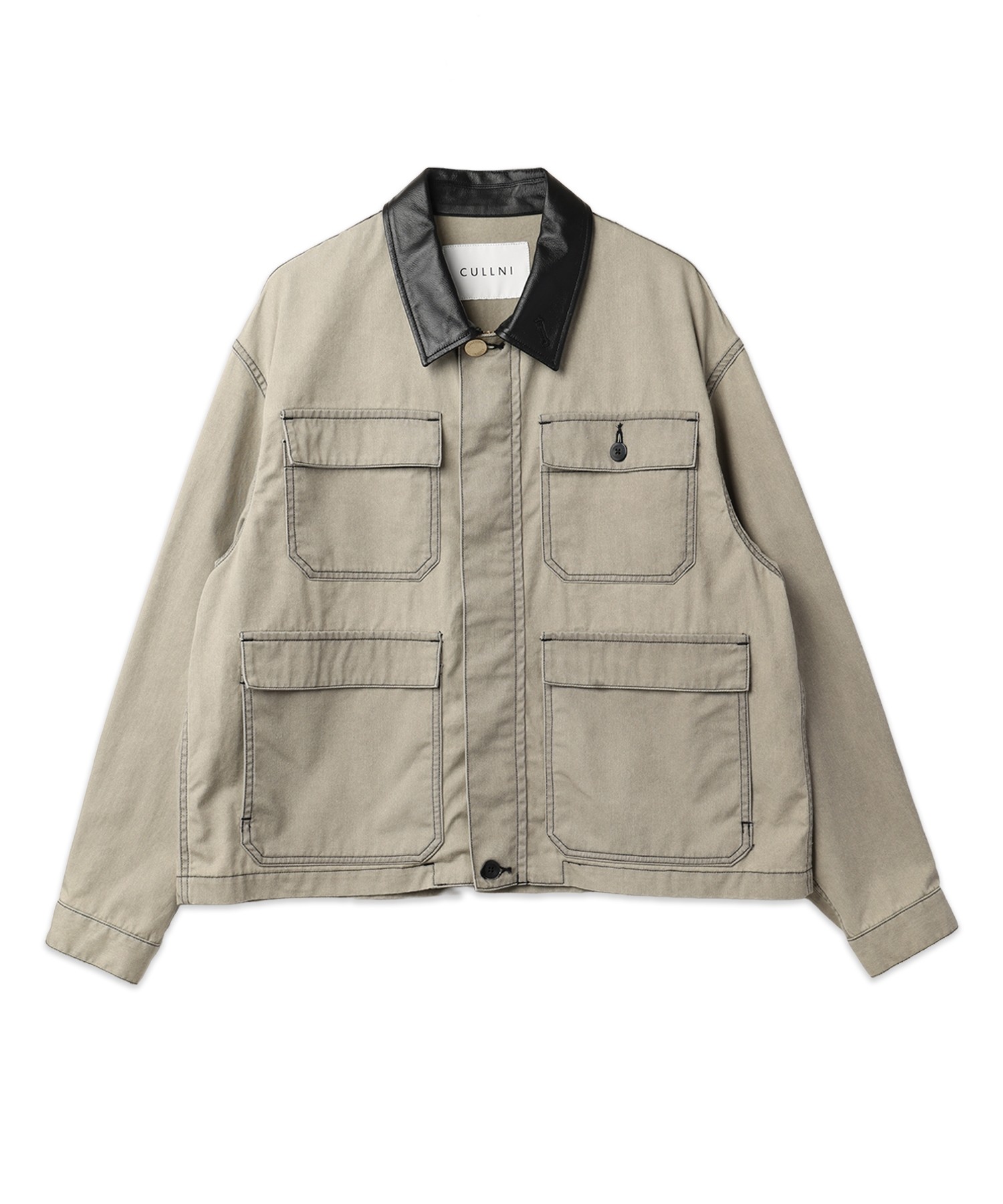 Frosted Wash Leather Collar Chino Jacket