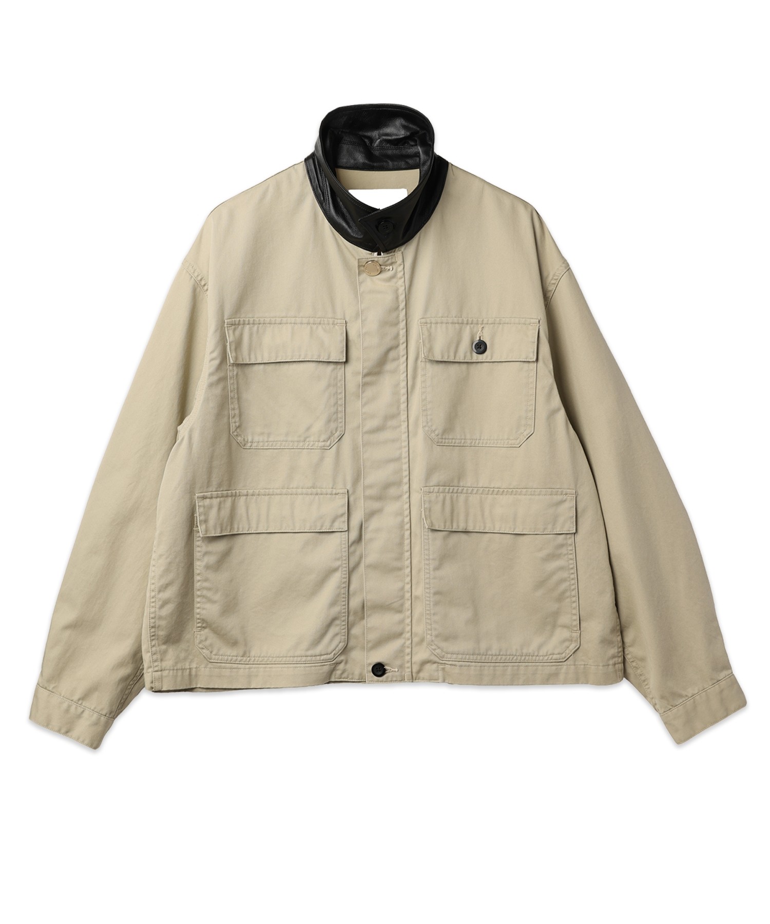 Frosted Wash Leather Collar Chino Jacket