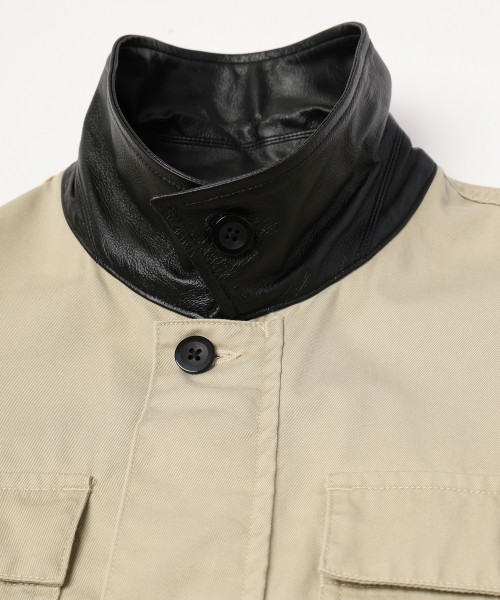 Frosted Wash Leather Collar Chino Jacket