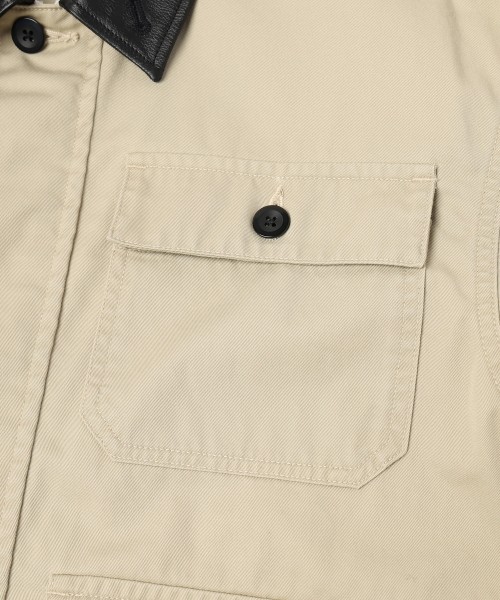 Frosted Wash Leather Collar Chino Jacket