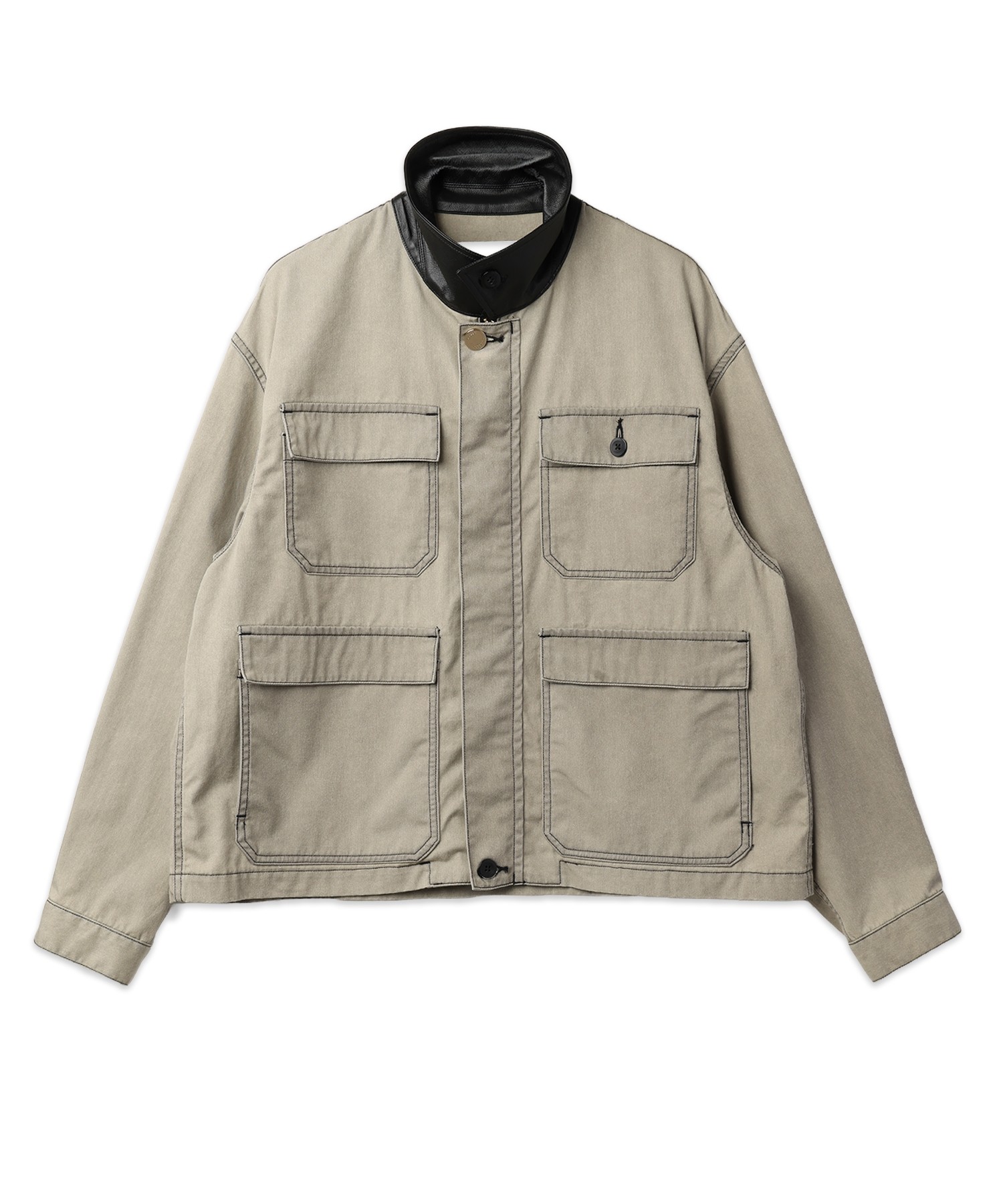 Frosted Wash Leather Collar Chino Jacket