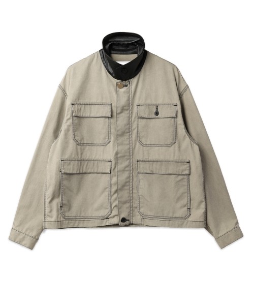 Frosted Wash Leather Collar Chino Jacket