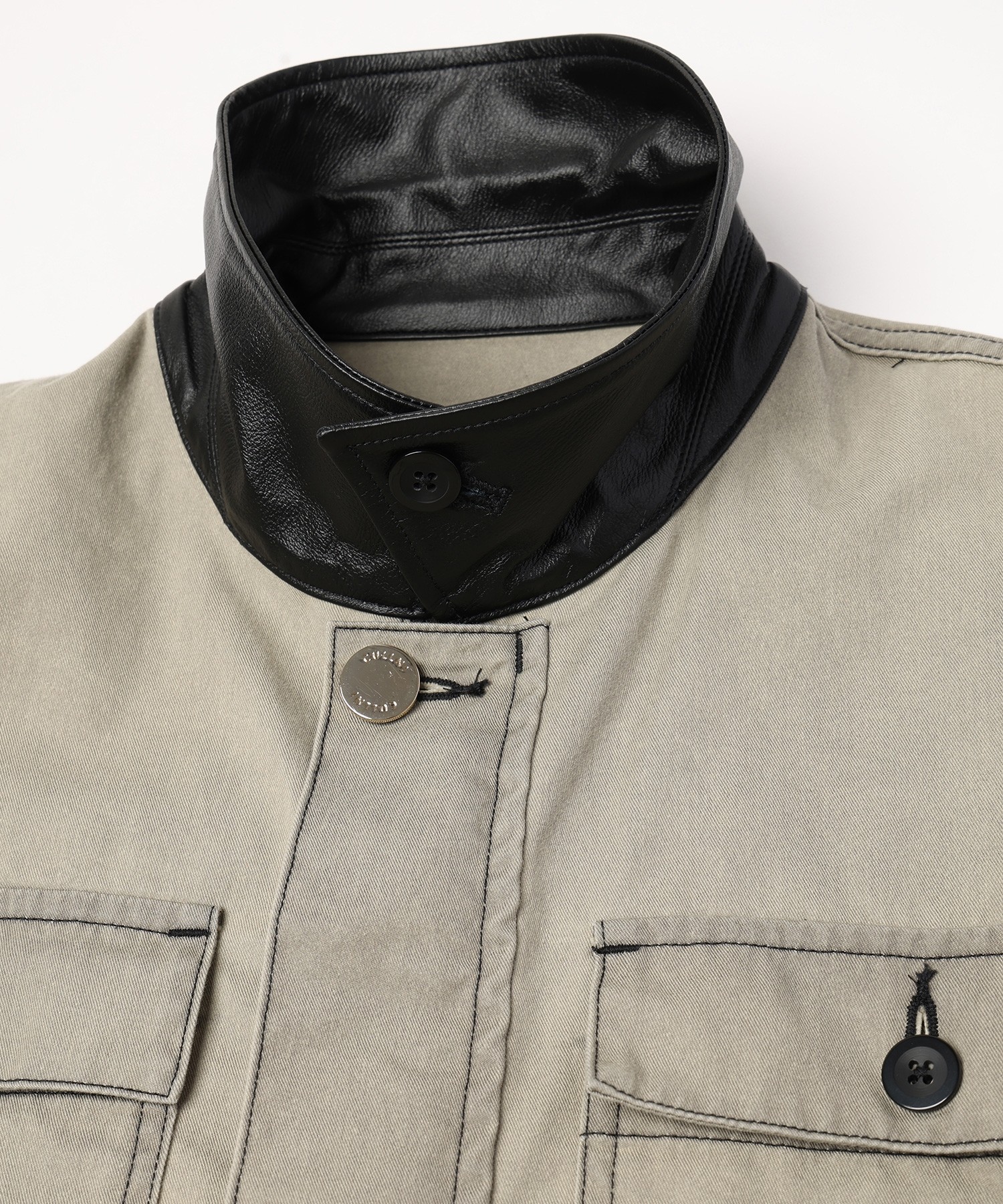 Frosted Wash Leather Collar Chino Jacket