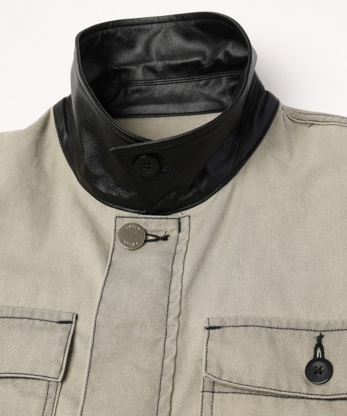 Frosted Wash Leather Collar Chino Jacket