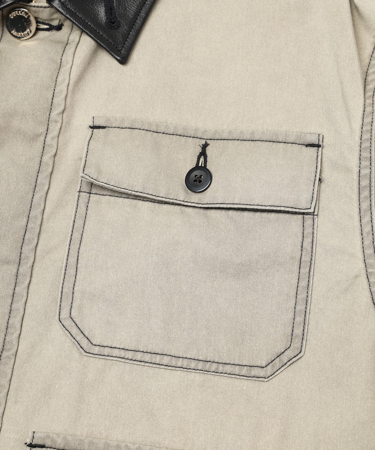 Frosted Wash Leather Collar Chino Jacket