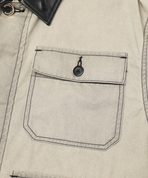 Frosted Wash Leather Collar Chino Jacket