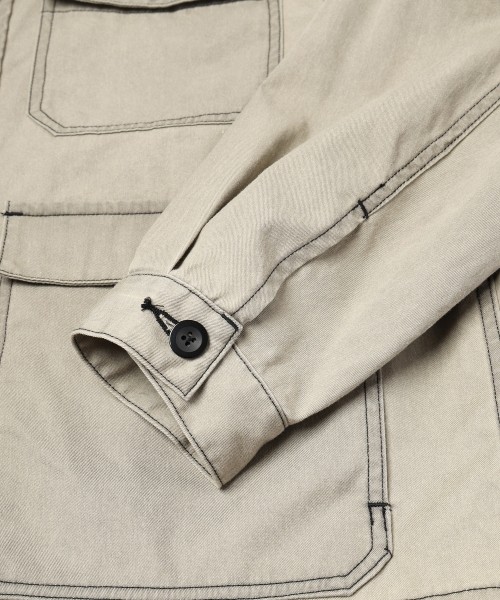 Frosted Wash Leather Collar Chino Jacket