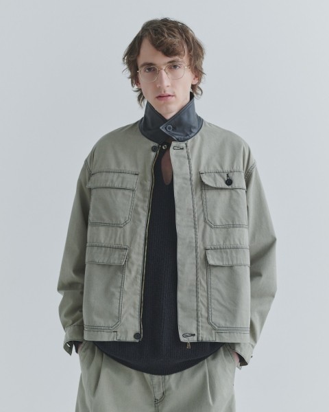 Frosted Wash Leather Collar Chino Jacket