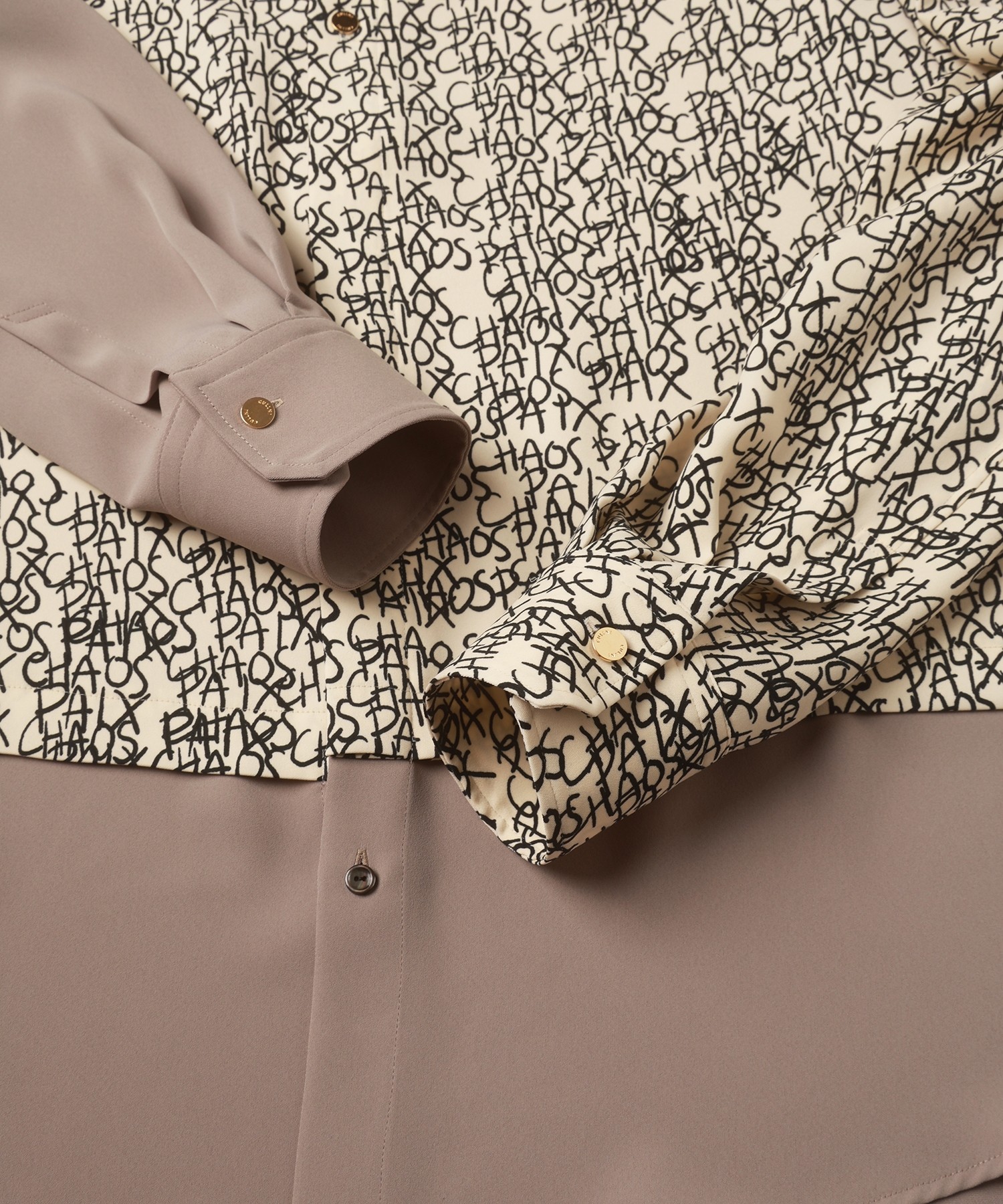 CHAOS Pattern Asymmetrical Layered Shirt