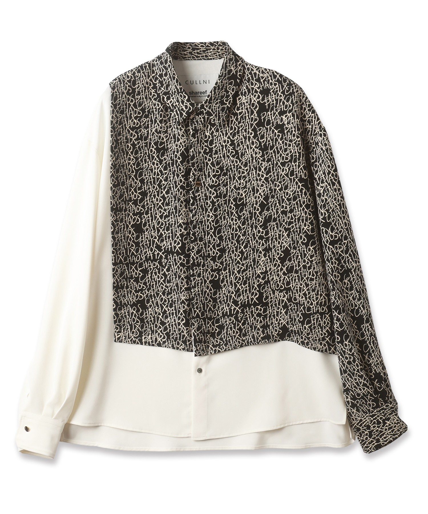 CHAOS Pattern Asymmetrical Layered Shirt