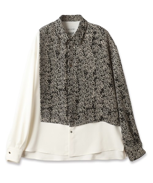 CHAOS Pattern Asymmetrical Layered Shirt