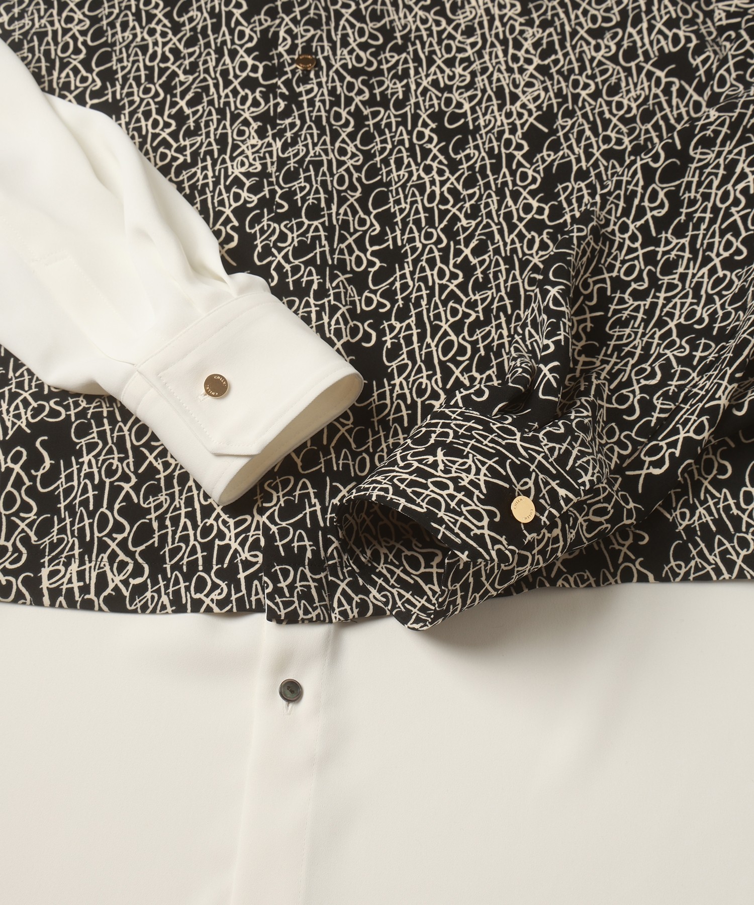 CHAOS Pattern Asymmetrical Layered Shirt